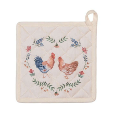  CLEEF.CAR45 Edényalátét 20x20cm, pamut, Chicken and Rooster konyhai eszköz