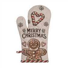  CLEEF.CGM44 Edényfogó kesztyű 18x30cm,100% pamut, Classic Gingerbread Magic lakástextília