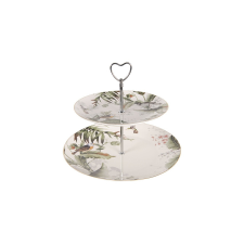 CLEEF.TRBET Porcelán emeletes kináló, 26cm, leveles, madaras konyhai eszköz