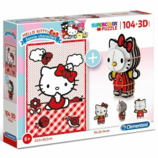 Clementoni : Hello Kitty 2 az 1-ben 104 db-os puzzle és modell figura puzzle, kirakós