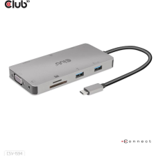 Club 3D CLUB3D CSV-1594 dokkoló állomás és port replikátor USB 3.2 Gen 1 (3.1 Gen 1) Type-C Fekete, Szürke (CSV-1594) hub és switch