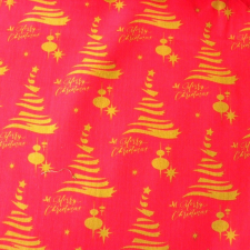 Cmixed ARANYFENYŐ, karácsonyi pamut-poliészter vászon anyag, piros karácsonyi textilia