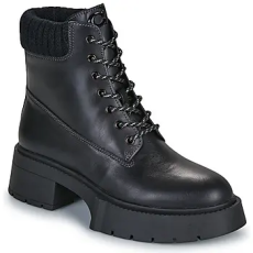 Coach Csizmák LEAH PLATFORM LEATHER LACE-UP BOOTIE Fekete 39
