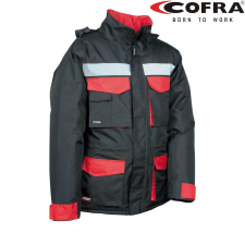 COFRA Gust Bélelt Téli Ripstop Munkáskabát Fekete/Piros - 3XL munkaruha