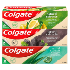 Colgate Natural Extracts Aloe Vera, Charcoal & Mint, Lemon & Aloe fogkrém, 3 x 75 ml fogkrém