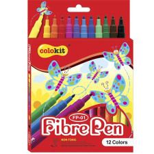 COLOKIT Filctoll készlet, COLOKIT "FibrePen", 12 különböző szín filctoll, marker