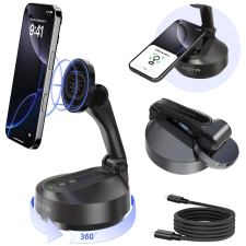 Comitok Mota asztali telefon tartó, iPhone, MagSafe, Tripod, arckövetéssel, fekete tok és táska