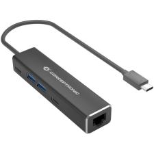 Conceptronic Adapter USB-C ->RJ45 Gigabit,2xUSB-C 2xUSB-A sw (ABBY13B) kábel és adapter