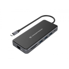 Conceptronic DONN15G 12-in-1 USB 3.2 Gen 1 Docking Station Grey laptop kellék