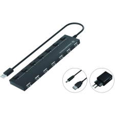 Conceptronic HUBBIES08BP hálózati csatlakozó USB 2.0 480 Mbit/s Fekete (HUBBIES08BP) hub és switch