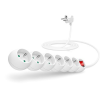 Connect IT , 230V, 6 aljzat, kapcsolóval, 3 m fehér