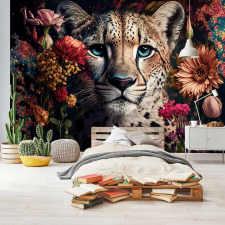 Consalnet Egzotikus virág és leopárd mintás fotótapéta tapéta, díszléc és más dekoráció