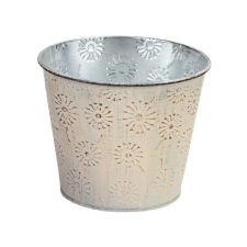 Corolla Exp-Imp. Kft Bádog kaspó nyomott mintás - krém 13x11cm dekorációs kellék