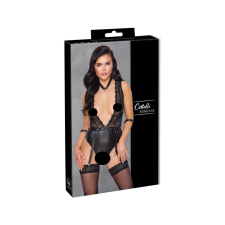 Cottelli Bondage - csipkés, nyakpántos body (fekete) body