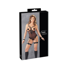 Cottelli Bondage - fém gyűrűs, pántos body kézrögzítővel (fekete) body