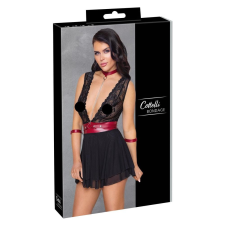 Cottelli Bondage - nyakpántos csipkés babydoll (fekete) babydoll