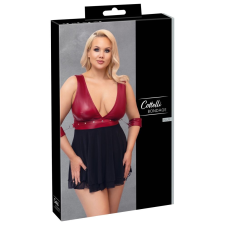 Cottelli Bondage Plus Size - mélyen dekoltált babydoll (piros-fekete) babydoll