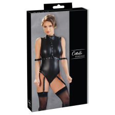 Cottelli Bondage - ujjatlan, fényes body kézrögzítőkkel (fekete) body