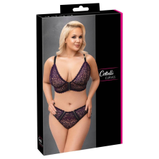 Cottelli Collection Cottelli Curves Plus Size - áttetsző mintás melltartó szett (lila) fehérnemű szett