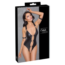 Cottelli Cottelli Bondage - fényes, gyűrűs, nyitott body (fekete) body