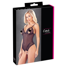 Cottelli - csipkés, gyöngyös nyitott body (fekete) body