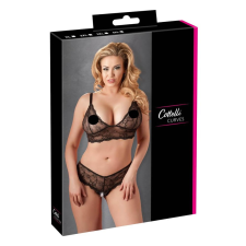 Cottelli Plus Size - finom csipke melltartó szett (fekete) fehérnemű szett
