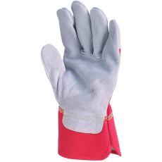 Coverguard EP munkavédelmi bőrkesztyű, szürke marhahasíték/piros vászon kézhát