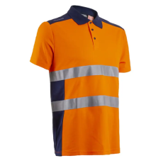 Coverguard OKI FLUO NARANCS/SÖTÉTKÉK RÖVID UJJÚ GALLÉROS PÓLÓ_L