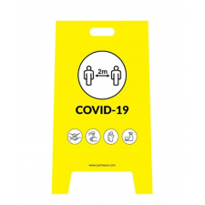  Covid biztonsági előírásokra figyelmeztető tábla takarító és háztartási eszköz