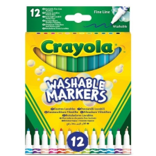 Crayola : Lemosható, vékonyhegyű filctoll készlet - 12 db-os filctoll, marker