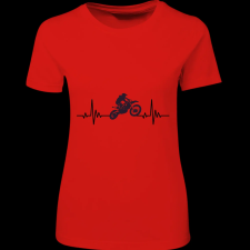 Createyou Cross motor ekg - Női , Piros , L női póló