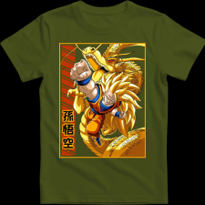 Createyou DragonBall SSJ3 Goku - Férfi - Sötétzöld - M férfi póló
