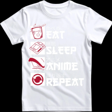 Createyou Eat, Sleep, Anime, Repeat - Férfi - Fehér - M férfi póló