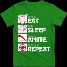 Createyou Eat, Sleep, Anime, Repeat - Férfi - Zöld - M