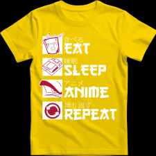 Createyou Eat, Sleep, Anime, Repeat - Gyermek - Sárga - M gyerek póló