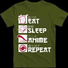Createyou Eat, Sleep, Anime, Repeat - Gyermek - Sötétzöld - L