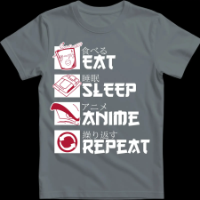 Createyou Eat, Sleep, Anime, Repeat - Gyermek - Szürke - L gyerek póló