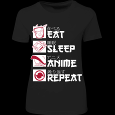 Createyou Eat, Sleep, Anime, Repeat - Női - Fekete - XL