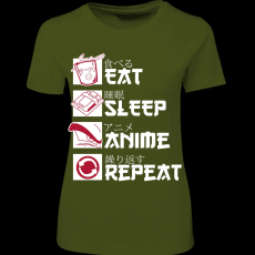 Createyou Eat, Sleep, Anime, Repeat - Női - Sötétzöld - L
