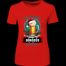 Createyou Ez a karácsonyi sörözős pólóm! - Női - Piros - 2XL