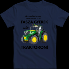 Createyou Fasza gyerek traktoron - Férfi - Sötétkék - L férfi póló
