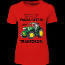 Createyou Fasza gyerek traktoron - Női - Piros - S női póló