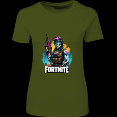 Createyou Fortnite egyedi póló - Női - Sötétzöld - M