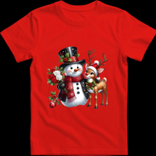 Createyou Hóember szarvassal - Férfi - Piros - 2XL férfi póló