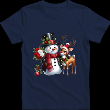 Createyou Hóember szarvassal - Férfi - Sötétkék - L férfi póló