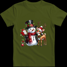 Createyou Hóember szarvassal - Férfi - Sötétzöld - 3XL férfi póló