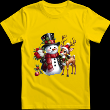 Createyou Hóember szarvassal - Gyermek - Sárga - L gyerek póló