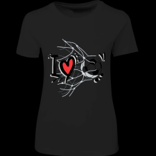 Createyou I love foci - Női , Fekete , S női póló