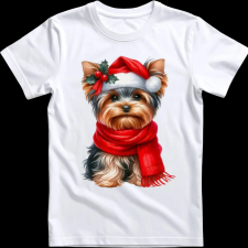 Createyou Karácsonyi Yorki - Gyermek - Fehér - L gyerek póló