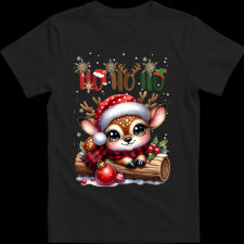 Createyou Kicsi szarvas HoHoHo - Gyermek - Fekete - M gyerek póló